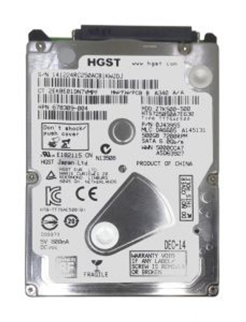 678309-004 | HP | 500GB 7200RPM SATA 6.0GB/S 32MB CACHE 2.5-INCH HARD DRIVE