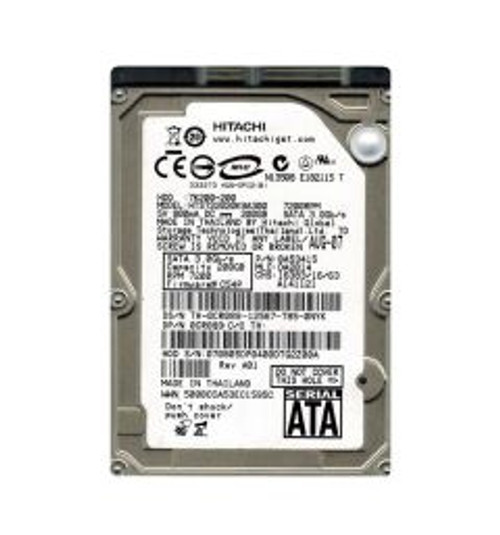 HTS722020K9A300 | HITACHI | TRAVELSTAR 7K200 SERIES 200GB 7200RPM SATA 3GB/S 16MB CACHE 2.5-INCH HARD DRIVE HTS722020K9A300 | HITACHI | TRAVELSTAR 7K200 SERIES 200GB 7200RPM SATA 3GB/S 16MB CACHE 2.5-INCH HARD DRIVE