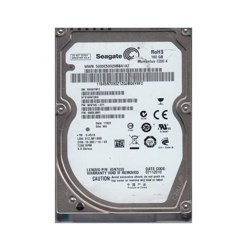 9HV14C-071 | SEAGATE | MOMENTUS 7200.4 SERIES 160GB 7200RPM SATA 3GB/S 16MB CACHE (CE) 2.5-INCH HARD DRIVE