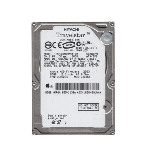 HTS548080M9ATOO | HITACHI | TRAVELSTAR 5K80 SERIES 80GB 5400RPM IDE ULTRA ATA/100 (ATA-6) 8MB CACHE 2.5-INCH HARD DRIVE