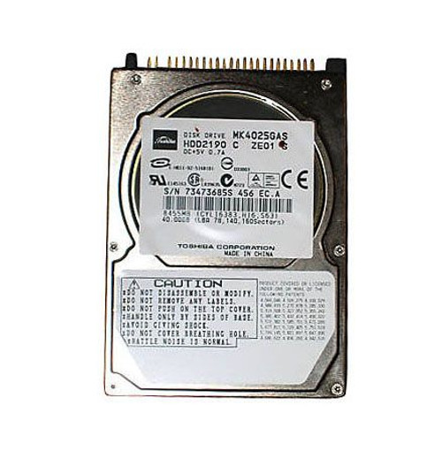 MK4025GA | TOSHIBA | 40GB 4200RPM IDE ULTRA ATA/100 (ATA-6) 8MB CACHE 2.5-INCH HARD DRIVE MK4025GA | TOSHIBA | 40GB 4200RPM IDE ULTRA ATA/100 (ATA-6) 8MB CACHE 2.5-INCH HARD DRIVE