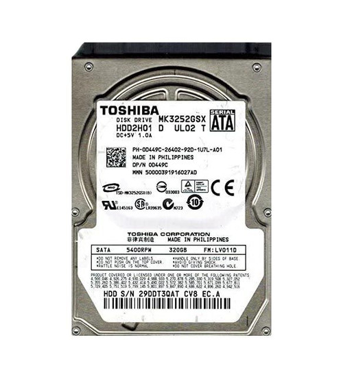 MK3252GSX | TOSHIBA | 320Gb 5400Rpm Sata 3Gb/S 8Mb Cache 2.5-Inch Hard Drive