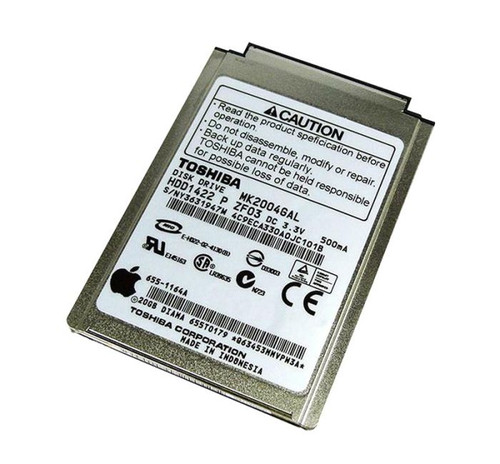 HDD1422P | TOSHIBA | 20GB 4200RPM IDE ULTRA ATA/100 (ATA-6) 2MB CACHE 1.8-INCH HARD DRIVE