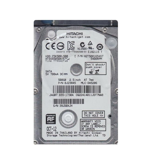 0J23845 | HGST | TRAVELSTAR Z5K500 SERIES 500GB 5400RPM SATA 3GB/S 16MB CACHE 2.5-INCH HARD DRIVE