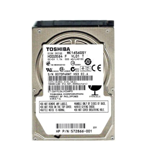 MK1656GSYF | Toshiba | 160GB 7200RPM SATA 3GB/s 16MB Cache 2.5-inch Hard Drive