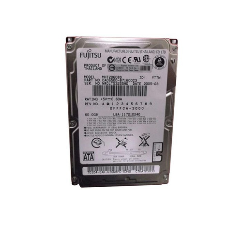CA06500-B71600C3 | FUJITSU | EXTENDED DUTY MOBILE 60GB 5400RPM SATA 1.5GB/S 8MB CACHE 2.5-INCH HARD DRIVE