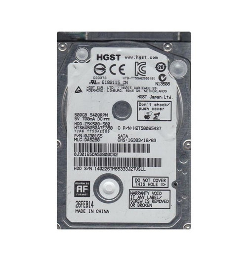 0J30165 | HGST | Travelstar Z5K500 Series 500Gb 5400Rpm Sata 3Gb/S 8Mb Cache 2.5-Inch Hard Drive