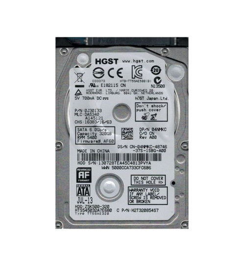 0J30133 | HGST | TRAVELSTAR Z5K500 SERIES 320GB 5400RPM SATA 6GB/S 8MB CACHE 2.5-INCH HARD DRIVE