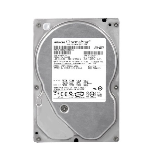 HCP725016GLAT80 | HITACHI | CINEMASTAR P7K500 SERIES 160GB 7200RPM IDE ULTRA ATA/133 (ATA-7) 8MB CACHE 3.5-INCH HARD DRIVE