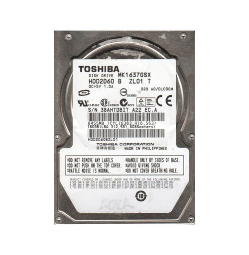 HDD2D60B | TOSHIBA | 160GB 5400RPM SATA 3GB/S 8MB CACHE 2.5-INCH HARD DRIVE