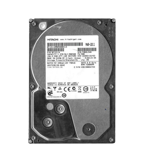 HDS723015BLA642 | HITACHI | DESKSTAR 7K3000 SERIES 1.5TB 7200RPM SATA 6GB/S 64MB CACHE (512) 3.5-INCH HARD DRIVE HDS723015BLA642 | HITACHI | DESKSTAR 7K3000 SERIES 1.5TB 7200RPM SATA 6GB/S 64MB CACHE (512) 3.5-INCH HARD DRIVE