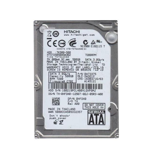 0A73375 | HITACHI | TRAVELSTAR 7K500 SERIES 500GB 7200RPM SATA 3GB/S 16MB CACHE 512E 2.5-INCH HARD DRIVE 0A73375 | HITACHI | TRAVELSTAR 7K500 SERIES 500GB 7200RPM SATA 3GB/S 16MB CACHE 512E 2.5-INCH HARD DRIVE