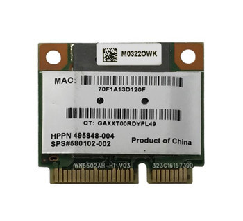 495848-004 | Hp | Atheros Ar9280 802.11A/B/G/N Pci Express Half Size Wireless Card