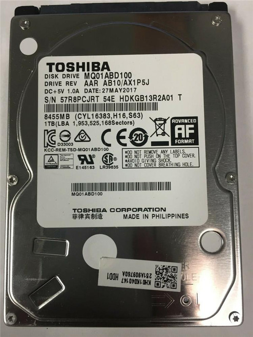 MQ01ABD100 | Toshiba | Mobile 1Tb 5400Rpm Sata 3Gbps 8Mb Cache (512E) 2.5-Inch Internal Hard Drive