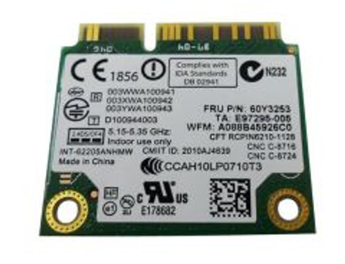 60Y3253 | Ibm | Lenovo Advanced-N 6205 Wi-Fi Card For Thinkpad X1
