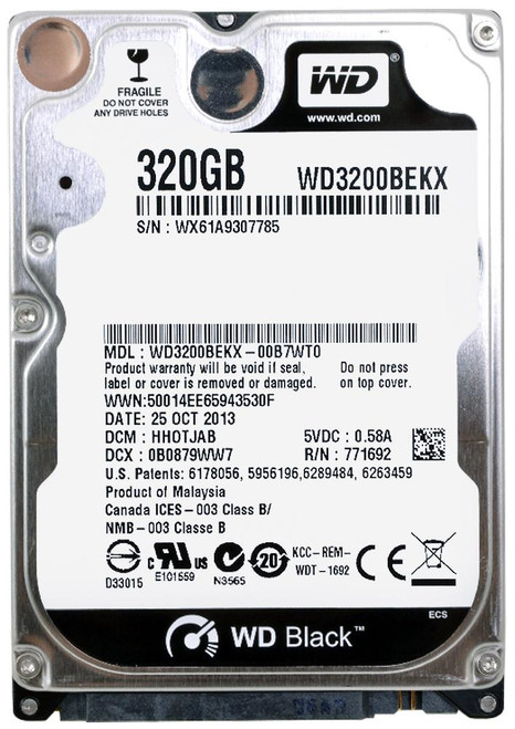 WD3200BEKX | Western Digital | Black 320Gb 7200Rpm Sata 6Gbps 16Mb Cache 2.5-Inch Internal Hard Drive