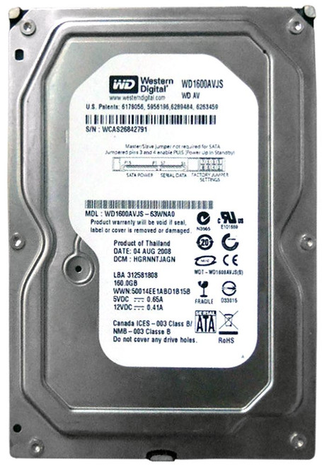 WD1600AVJS | Western Digital | Av 160Gb 7200Rpm Sata 3Gbps 8Mb Cache 3.5-Inch Internal Hard Drive