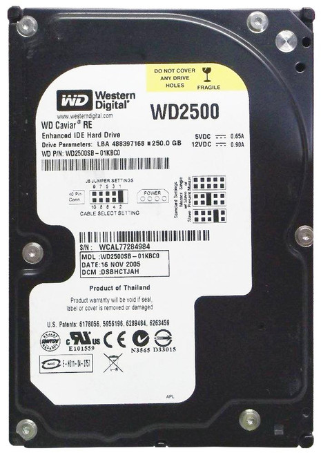 WD2500SB | Western Digital | Caviar Re 250Gb 7200Rpm Ata-100 8Mb Cache 3.5-Inch Internal Hard Drive