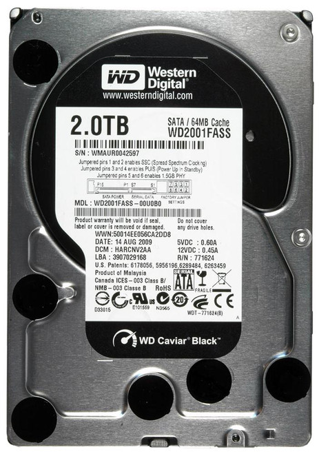 WD2001FASS | Western Digital | Caviar Black 2Tb 7200Rpm Sata 3Gbps 64Mb Cache 3.5-Inch Internal Hard Drive