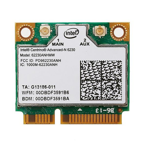 62230AN.HMWG | INTEL | Centrino 6230 Ieee 802.11N Pci Express Bluetooth 3.0 Wi-Fi/Bluetooth Combo Adapter 300 Mbps Internal 62230AN.HMWG | INTEL | Centrino 6230 Ieee 802.11N Pci Express Bluetooth 3.0 Wi-Fi/Bluetooth Combo Adapter 300 Mbps Internal