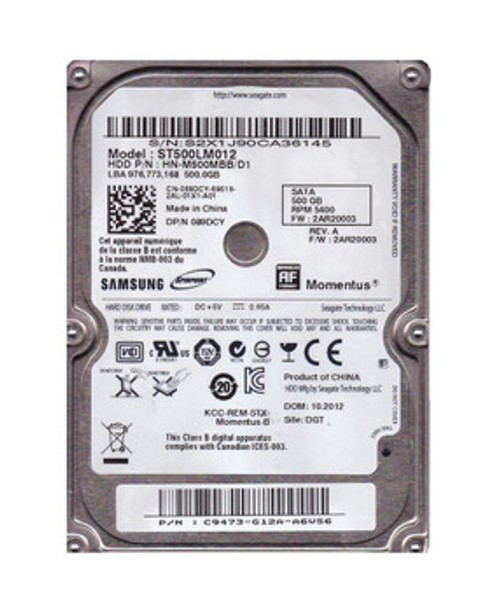 089DCY | DELL | 500Gb 5400Rpm Sata 3.0 Gbps 2.5 8Mb Cache Hard Drive" 089DCY | DELL | 500Gb 5400Rpm Sata 3.0 Gbps 2.5 8Mb Cache Hard Drive"