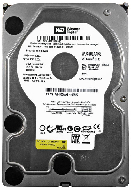 WD4000AAKS | Western Digital | Caviar Blue 400Gb 7200Rpm Sata 3Gbps 16Mb Cache 3.5-Inch Internal Hard Drive