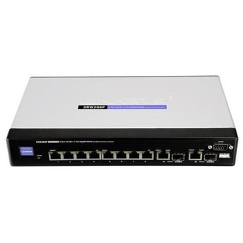 SRW208P | Linksys | 8-Ports 10/100 Poe (4Pt) Switch Snmp With Webview Qos 2Gbic Pt SRW208P | Linksys | 8-Ports 10/100 Poe (4Pt) Switch Snmp With Webview Qos 2Gbic Pt