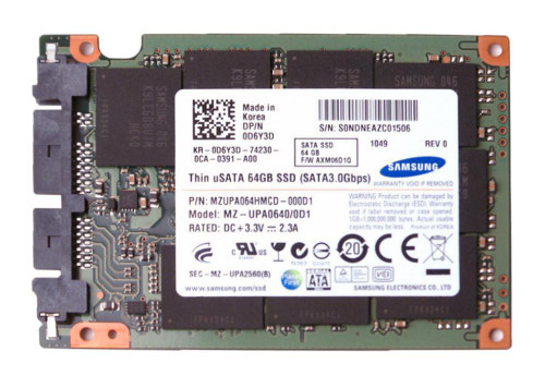 D6Y3D | Dell | 64Gb Mlc Sata 3Gbps Usata 1.8-Inch Internal Solid State Drive (Ssd)