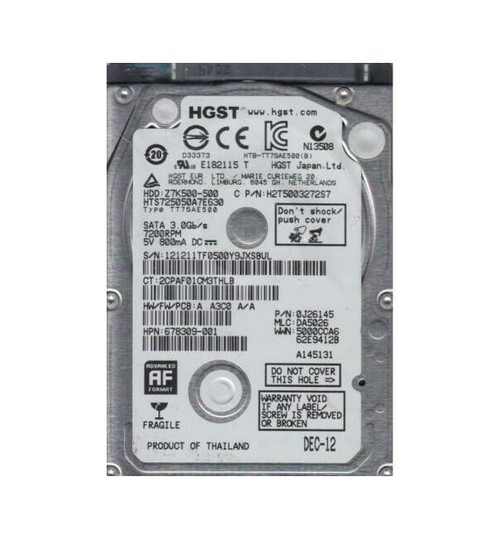 0J26145 | Hitachi | 500Gb 7200Rpm Sata 6Gb/S 2.5-Inch Hard Drive