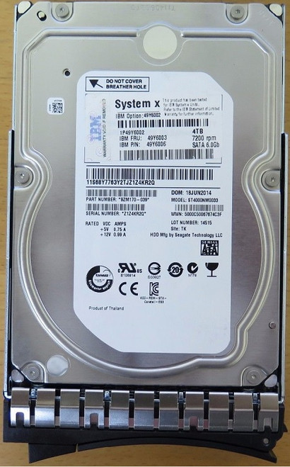 49Y6006 | IBM | 4tb 7200rpm Sata 6gbps 3.5inch Lff Nearline Gen2 Hot Swap Hard Drive With Tray