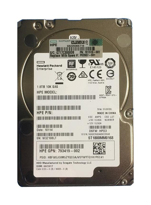 P02887-001 | HPE | 1.8Tb 10000Rpm Sas 12Gbps 2.5-Inch Internal Hard Drive