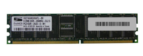 V827464N24SATL-B0 | ProMOS | 512MB PC2100 DDR-266MHz Registered ECC CL2.5 184-Pin DIMM 2.5V Memory Module