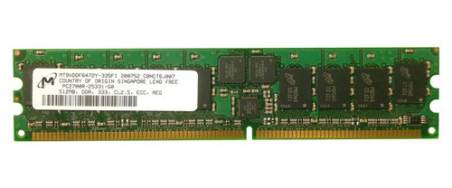 MT9VDDF6472Y-335F1 | Micron | 512MB PC2700 DDR-333MHz Registered ECC CL2.5 184-Pin DIMM 2.5V Single Rank Memory Module