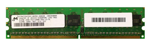 MT9HTF6472AY-667B3 | Micron | 512MB PC2-5300 DDR2-667MHz ECC Unbuffered CL5 240-Pin DIMM Single Rank Memory Module