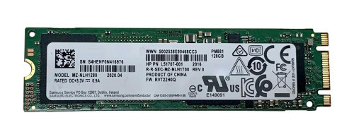 L51707-001 | HP | M.2 2280 PM881 128GB SATA Internal Solid State Drive (SSD)