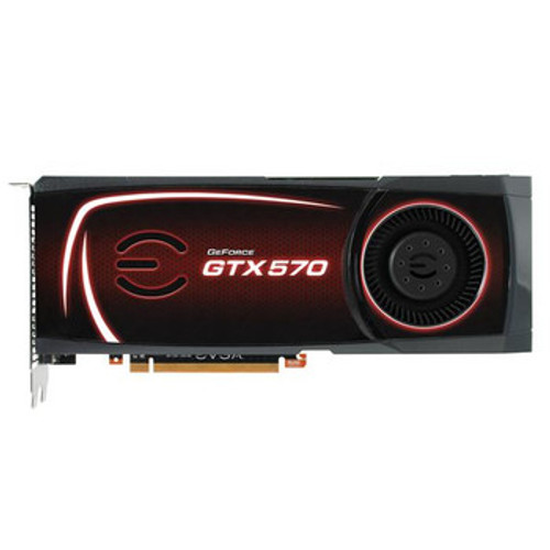 012P31570A2 | EVGA | GeForce GTX 570 (Fermi) 1280MB 320-Bit GDDR5 PCI Express 2.0 x16 Dual DVI/ mini-HDMI/ HDCP Ready SLI Support Video Graphics Card