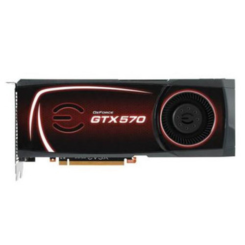 012-P3-1570-KT | EVGA | GeForce GTX 570 (Fermi) 1280MB 320-Bit GDDR5 PCI Express 2.0 x16 Dual DVI/ mini-HDMI/ HDCP Ready SLI Support Video Graphics Card