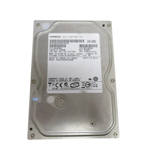 HCS5C3225SLA380 | Hitachi | CinemaStar 5K320 250GB 5400RPM SATA 3GB/s 8MB Cache 3.5-inch Hard Drive