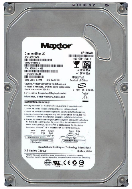 STM3160211AS | Seagate | 160GB 7200RPM SATA-300 2MB Cache 3.5-inch Hard Drive