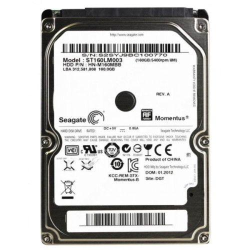 ST160LM003 | Seagate | Momentus 160GB 5400RPM SATA 3GB/s 8MB Cache 2.5-inch Hard Drive