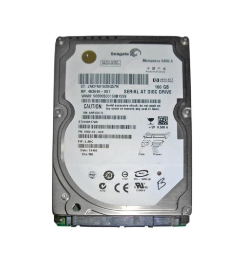 ST9160827AS | Seagate | Momentus 5400.4 160GB 5400RPM SATA 3.0GB/s 8MB Cache 2.5-inch Hard Drive