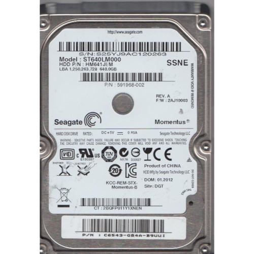ST640LM000 | Seagate | Momentus 640GB 5400RPM SATA 3GB/s 8MB Cache 2.5-inch Hard Drive