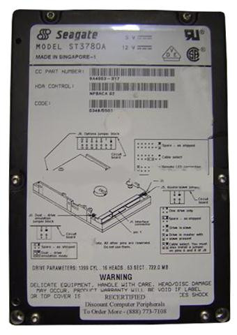 ST3780A | Seagate | Medalist 1220 722MB 4500RPM IDE/ATA 3.5-inch Hard Drive