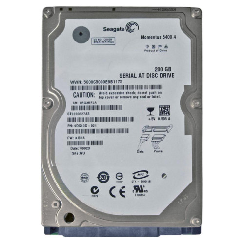 ST9200827AS | Seagate | 200GB 5400RPM SATA 3GB/s NCQ 8MB Cache 2.5-inch Hard Drive