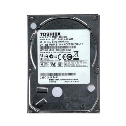 MQ01ABD064 | Toshiba | 640GB 5400RPM SATA 3GB/s 8MB Cache 2.5-inch Hard Drive