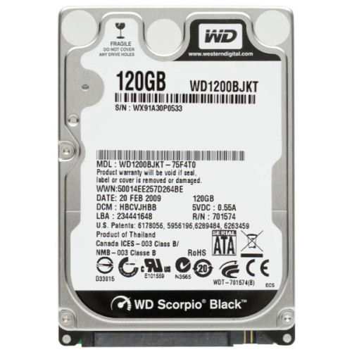 WD1200BJKT | Western Digital | Scorpio Black 120GB 7200RPM SATA 3GB/s 16MB Cache 2.5-inch Hard Drive