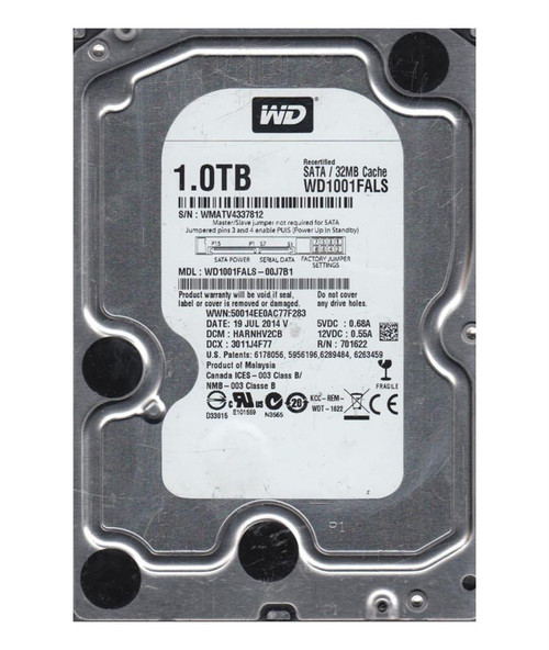 WD1001FALS-00J7B1 | Western Digital | Caviar Black 1TB 7200RPM SATA 3GB/s 32MB Cache 3.5-inch Hard Drive