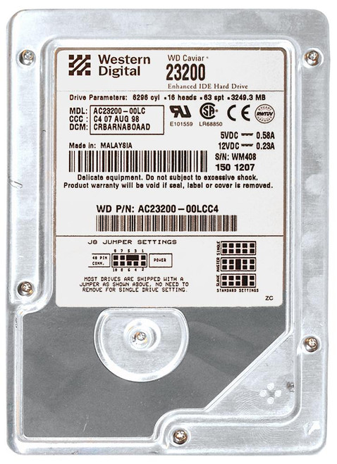 AC23200-00LC | Western Digital | Caviar 3.2GB 5400RPM ATA-33 256KB Cache 3.5-inch Hard Drive