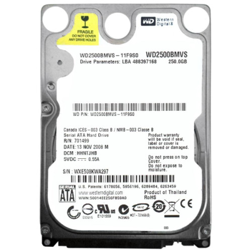 WD2500BMVS-11F9S0 | Western Digital | 250GB 5400RPM SATA 3GB/s 8MB Cache 2.5-inch Hard Drive