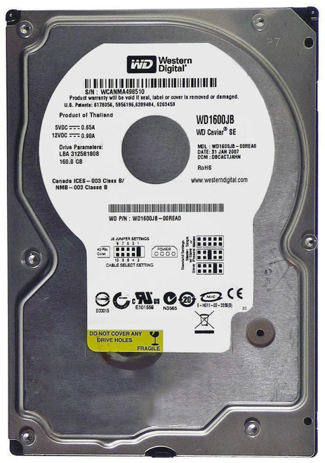 WD1600JB-00GVA0 | Western Digital | Caviar SE 160GB 7200RPM ATA-100 8MB Cache 3.5-inch Hard Drive